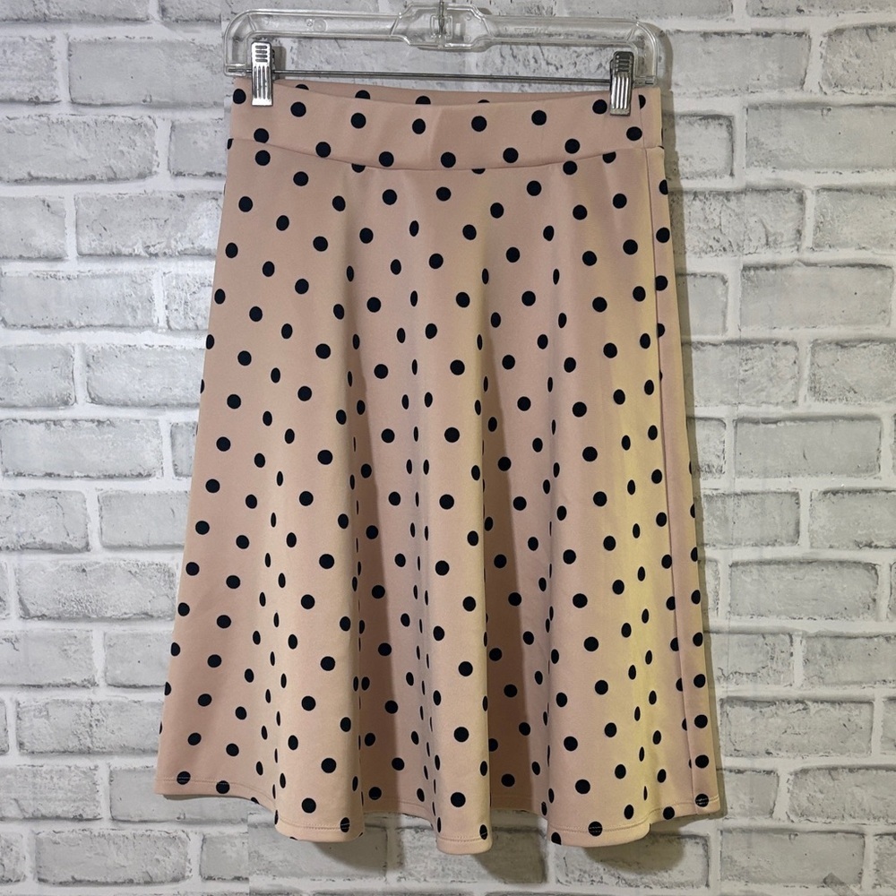Faith and Joy Chic Polka Dot A-Line Skirt in pink and Black, medium